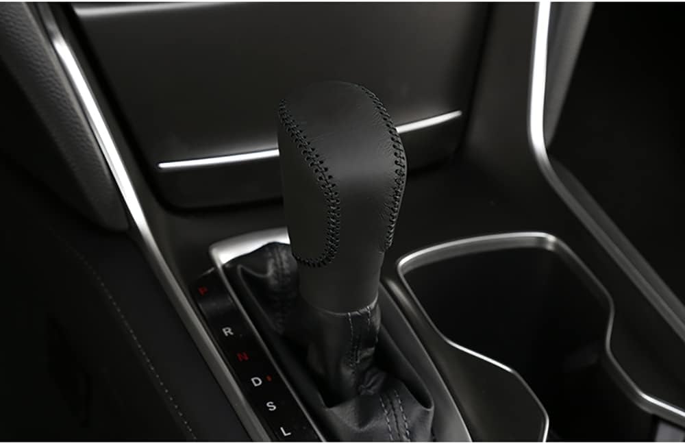 Pomo de palanca de cambios de automóvil para Honda Accord 2018-2022, protector de piel para palanca de cambios, color negro con costuras negras