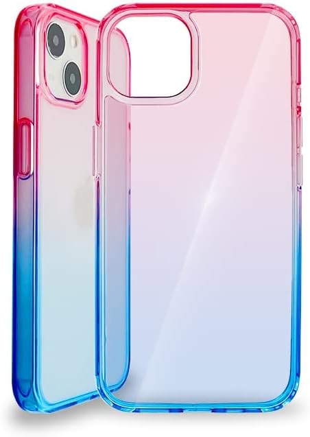 YZR Funda transparente para iPhone, no amarilla protección contra caídas de grado militar a prueba de golpes (azul degradado polvo, iPhone 13)
