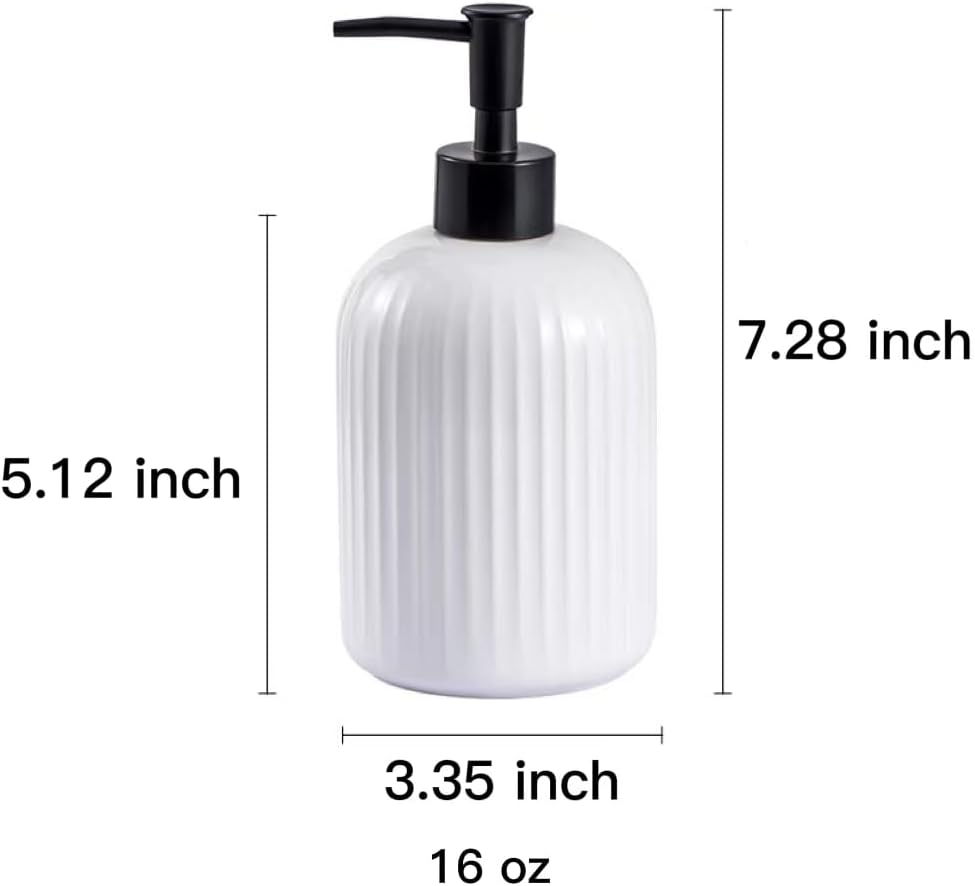 Dispensador de loción de cerámica, dispensador de jabón para baño, cocina, lavandería o dormitorio, botella de loción corporal o de manos. Botella