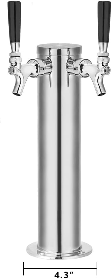 TMCRAFT Dispensador de torre de cerveza de barril de doble grifo, kit dispensador de torre de cerveza de acero inoxidable pulido con tubo premontado
