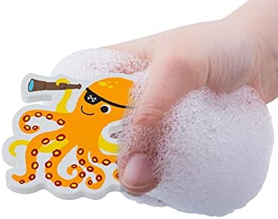 Stephen Joseph, Juego de juguetes de 10 piezas de personaje de baño de espuma flotante, tiburón