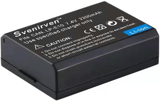Svenirven Batería LP-E10 de 2200 mAh para Canon EOS Rebel T3, T5, T6, T7, Kiss X50, Kiss X70, EOS 1100D, EOS 1200D, EOS 1300D, EOS 2000D Cámara