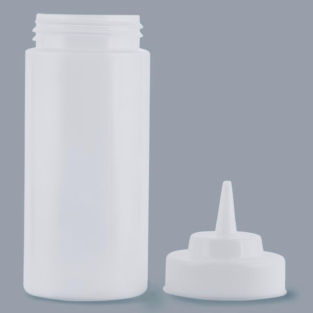 Tezzorio – Botellas de plástico transparente de boca ancha de 16 onzas (paquete de 6)  dispensadores convenientes y versátiles sin derrames,