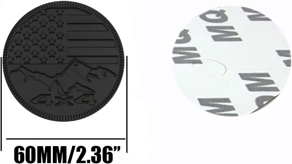 Squatch Badge – Emblema de metal con letras de 4 x 4, compatible con Jeep Wrangler Cherokee y varios automóviles (2 piezas) (Mute Black Mountain)