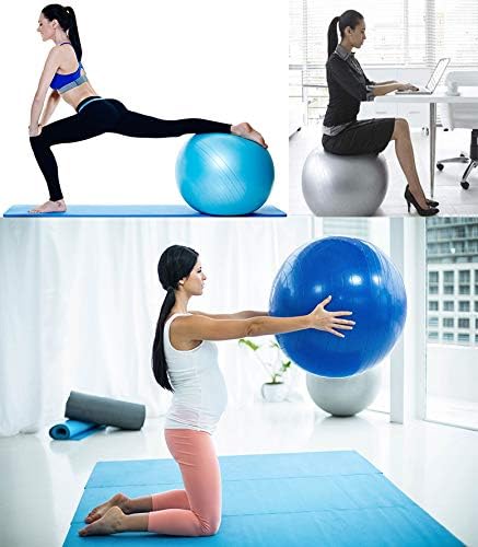 Signature Fitness Pelota de ejercicio antiestallidos y antideslizante, pelota de yoga, pelota de fitness con bomba rápida, capacidad de 2,000