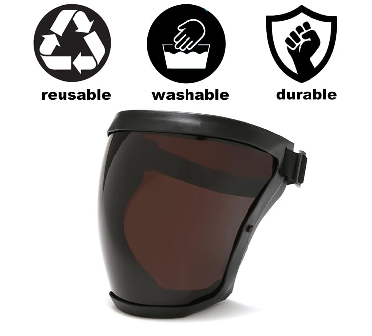 Paquete de 2 protectores faciales completos para adultos, mujeres y hombres, lavables y reutilizables, anti niebla, protector facial completo con 10