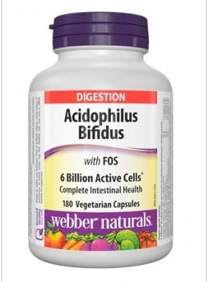 Webber Naturals Acidophilus con Bifidus y FOS, 180 cápsulas