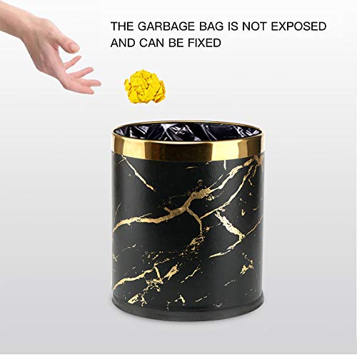 Cubo de basura pequeño de 2.6 galones para oficina, baño, cesta de basura para dormitorio, bolsa de basura invisible para sala de estar (mármol