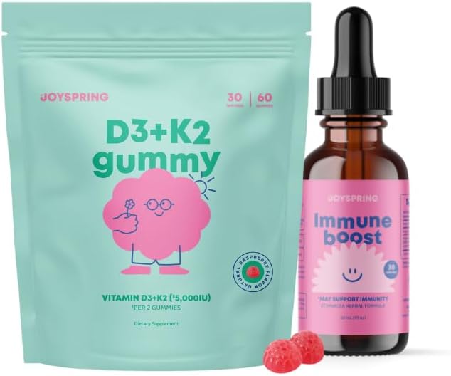 JoySpring Gomitas de apoyo inmunológico y vitamina D3 para niños y niños pequeños