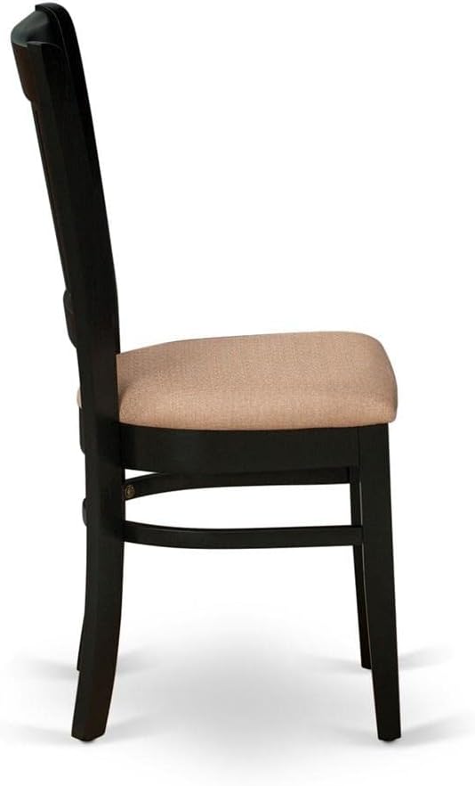 East West Furniture Vancouver – Juego de 2 sillas de madera tapizadas de tela de lino, color negro