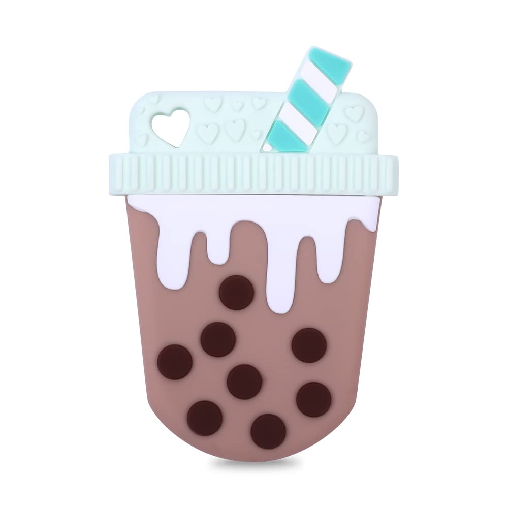 AmazingM Mordedor sensorial masticable de té de burbujas para niños y niñas, juguete de dentición masticable de silicona de grado alimenticio para