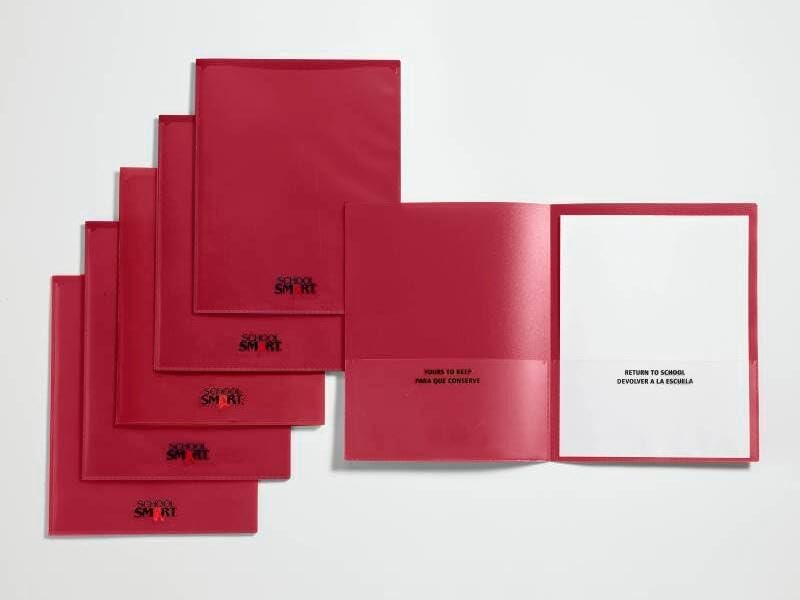 School Smart Take Home – Carpetas resistentes, color rojo, paquete de 24