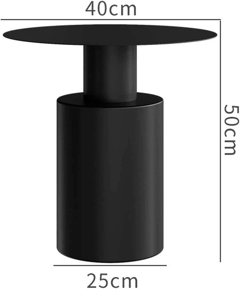 Mesa de Centro Mesa auxiliar redonda moderna minimalista pequeña mesita de noche con soporte cilíndrico mesa de noche de hierro con parte superior
