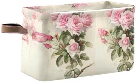 ALAZA Caja de almacenamiento plegable con diseño floral de rosas vintage con asas para estantes, armario, sala de estar, dormitorio, oficina en