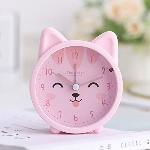Niños Lindo Animal PerroGato Despertador Silencioso No Ticking Silicona Reloj Noche Luz Reloj De Viaje