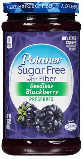 Polaner Conservas sin semillas sin azúcar con fibra, mora y frambuesa. 13.5 onzas (paquete de 2) – con esparcidor Make Your Day