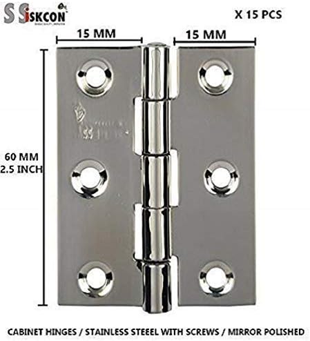 ssiskcon – 15 bisagras plegables de acero inoxidable para armario de 2.5 pulgadas x 58 x 58 pulgadas, 60 x 15 x 15 pulgadas (90 tornillos de acero