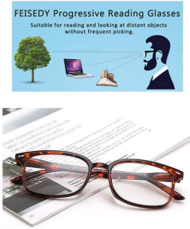 FEISEDY Gafas de lectura con un progresivo multifocal, bloqueo de luz azul, Gafas para leer, Marco Mujeres TR90 ,Hombres B2497