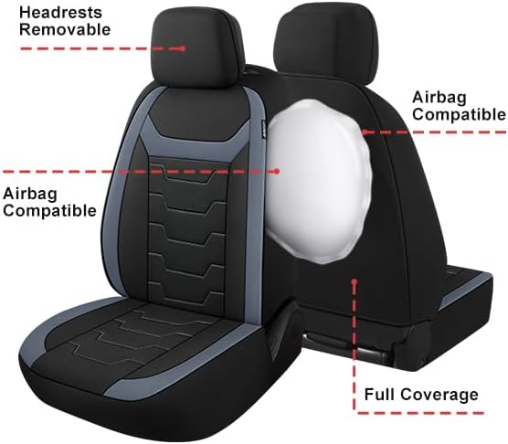 CAROMOP Fundas de asiento de coche transpirables para asientos completos, fundas de asiento de tela de malla de aire 3D para automóviles, fundas