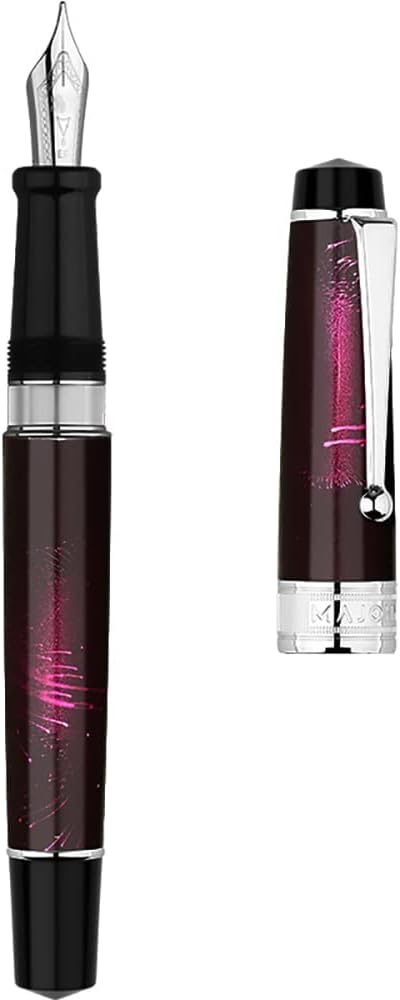 erofa Majohn T5 – Pluma estilográfica de pistón, fuegos artificiales, punta extrafina, gran capacidad de tinta con caja