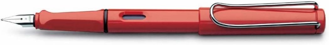 Lamy Safari pluma estilográfica (M) y 5cartuchos de tinta negra, Hot Red