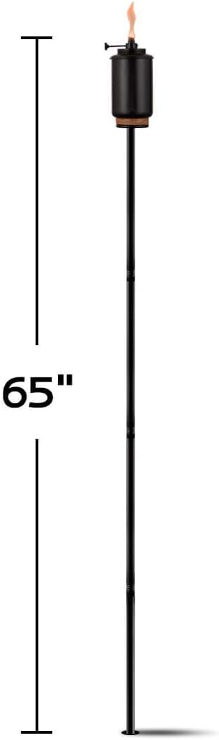 TIKI Brand Adjustable Flame TIKI – Antorcha de resina negra, iluminación decorativa al aire libre para patio trasero, césped, patio y jardín, 65