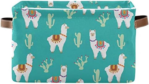 SEULIFE – Cesta de almacenamiento plegable con diseño de cactus y llamas, diseño de alpaca y animales, organizador grande y plegable, cubos de