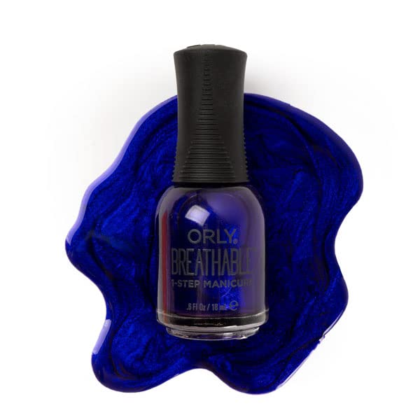 Orly Breathable You’re On Sapphire Cobalt Blue Shimmer – Tratamiento de esmalte de uñas + color infundido con aceite de argán, vitamina B5 Pro +