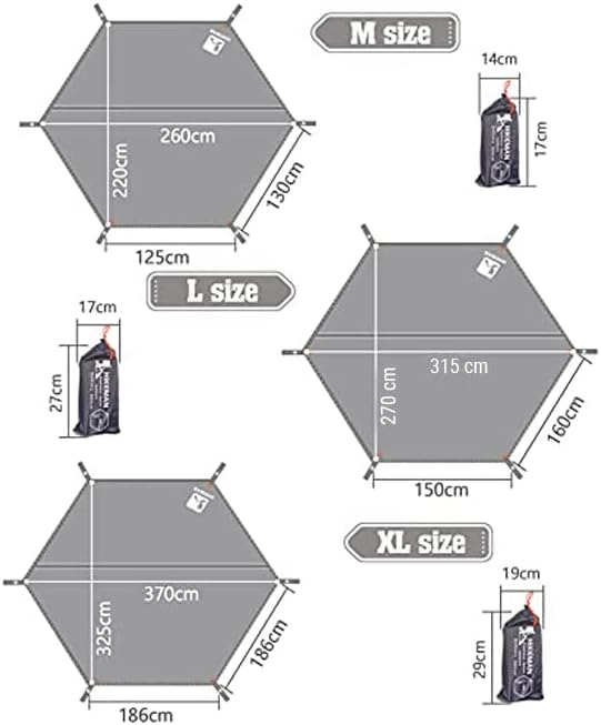 Hikeman Huella hexagonal de tienda de campaña, lona ultraligera impermeable para 1 a 4 personas, con 6 estacas de tienda de campaña para campamento,