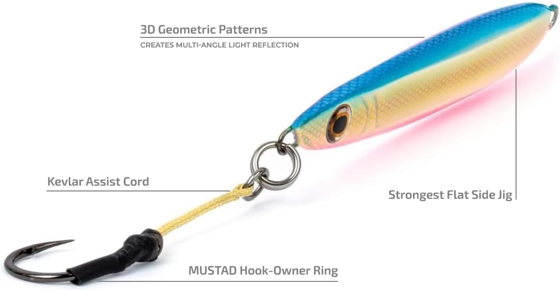 Palomar Fishing x6 Jigs Ocean Side Flat Side – 7.8 oz (7.8 oz) Señuelos verticales rápidos de caída profunda  Anillo de propietario de ganchos