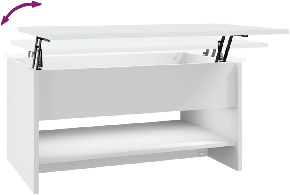 Mesa de centro central, mesa de centro elevada de madera maciza, adecuada para sala de estar, oficina, balcón, color blanco, 31.5 x 19.7 x 15.7