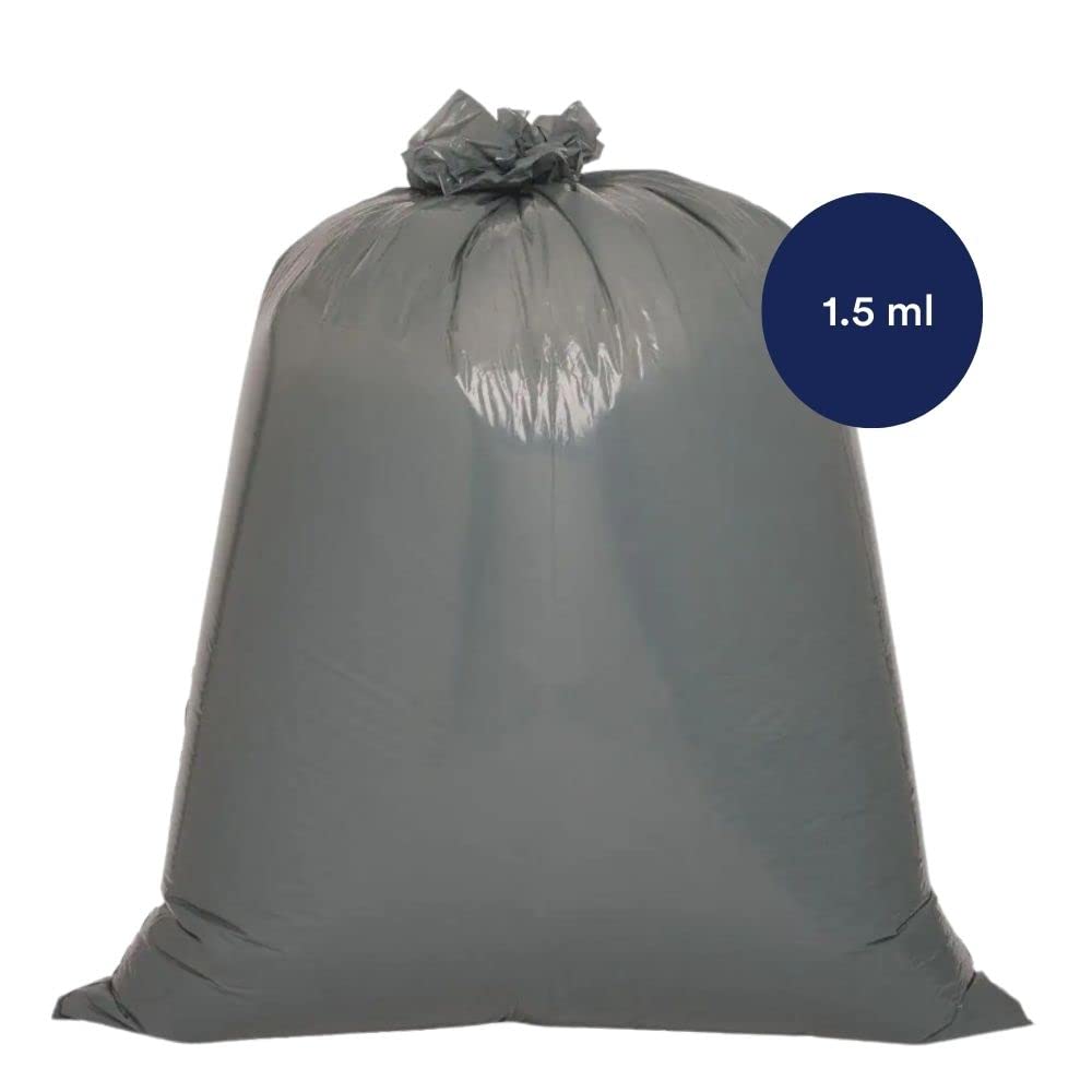 Plasticplace Bolsas de basura de 32-33 galones  1.5 mil  Revestimientos plateados para botes de basura  33 pies x 39 pulgadas (100 unidades)