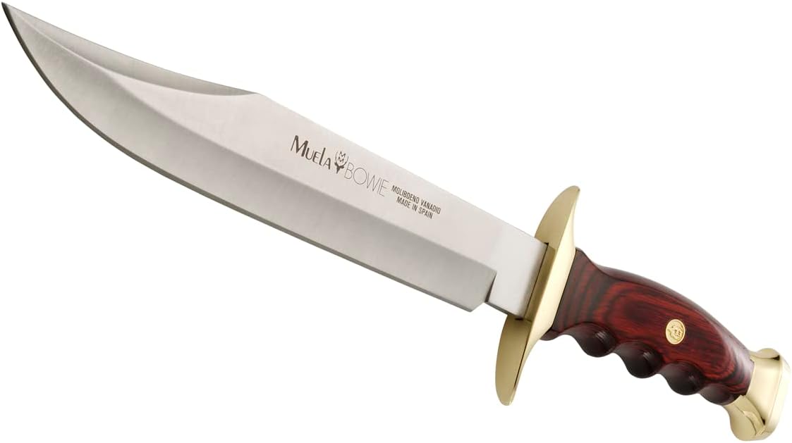MUELA BW-22 Coral Pakkawood Cuchillo de caza con funda de cuero, 7-18″