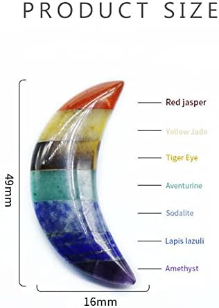 Acxico 1 piedra natural de 7 chakras, con forma de luna, piedra curativa de energía reiki, cuarzo
