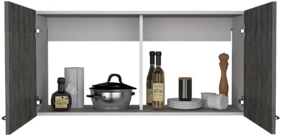 TUHOME Napoles – Armario de pared, madera de roble blanco y ahumado
