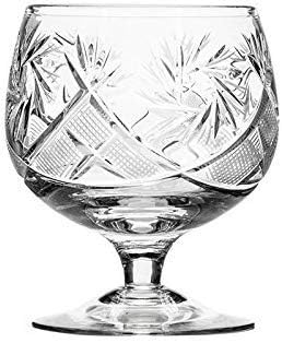 Juego de 2 vasos de cristal vintage hechos a mano, brandy y coñac, cristalería antigua