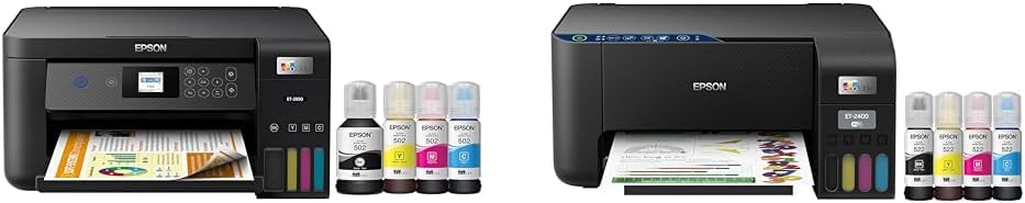 Epson EcoTank ET-2850 Impresora Supertank inalámbrica a color todo en uno sin cartuchos con escaneo y EcoTank ET-2400 Impresora Supertank sin