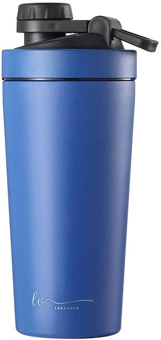 Botella agitadora de acero inoxidable de alta calidad, diseño aislado al vacío, botella mezcladora de proteínas para antes del entrenamiento, a