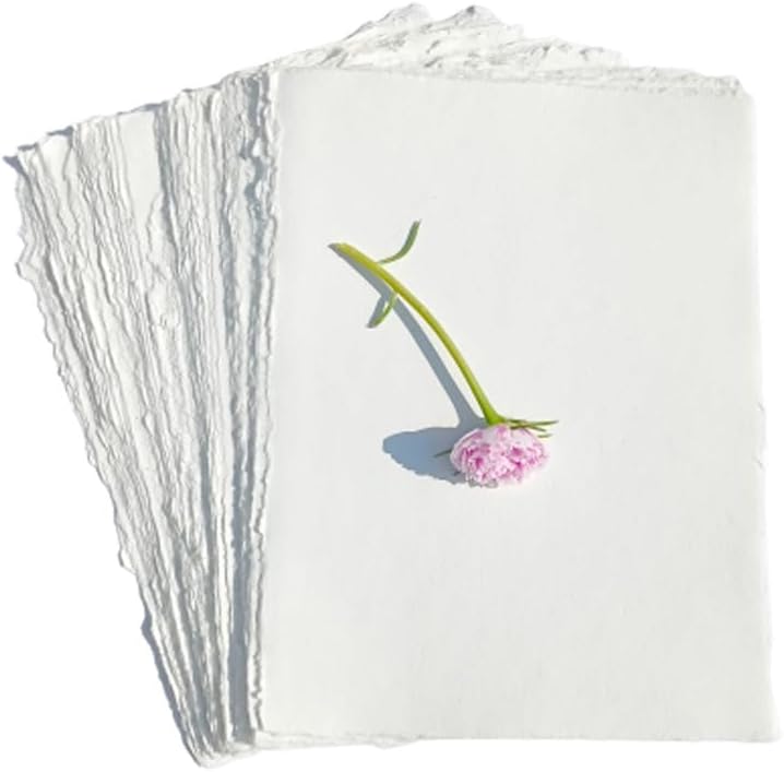 Habiller Hojas sueltas de papel de algodón con borde de cubierta para escribir caligrafía, impresión, manualidades de álbumes de recortes, mapa,