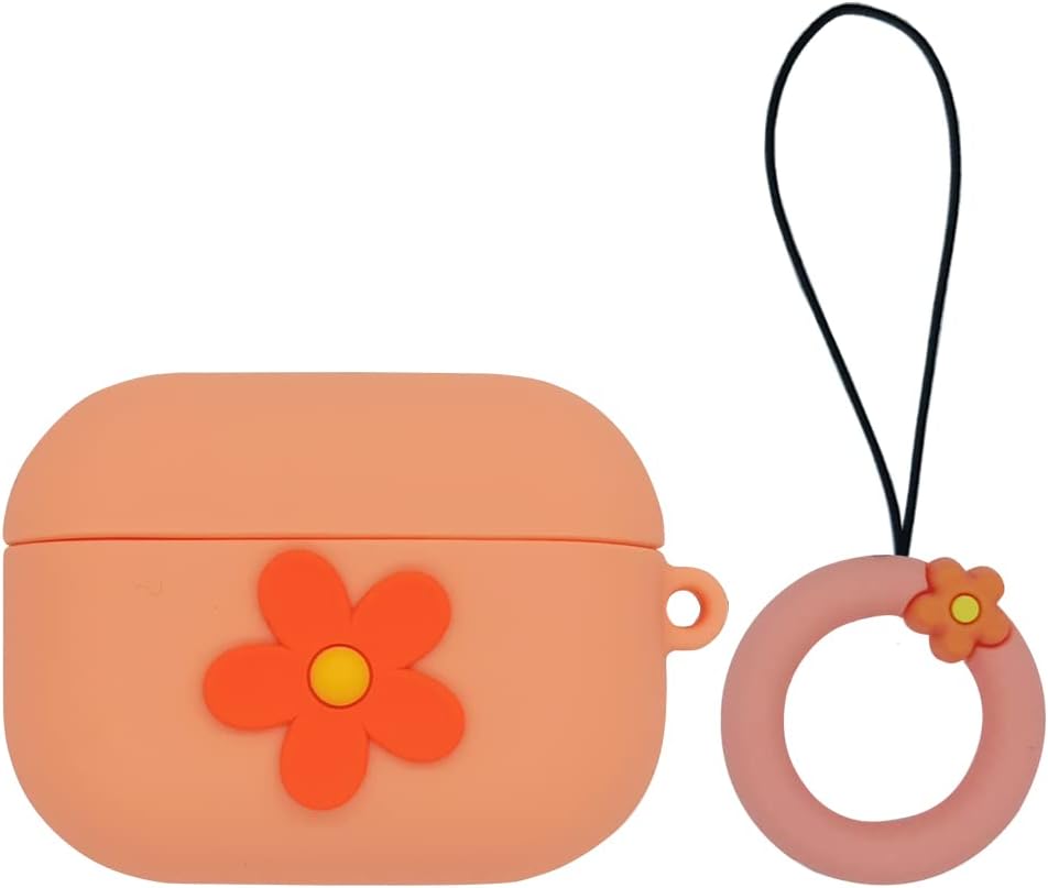 Funda compatible con AirPods Pro, silicona suave a prueba de golpes, diseño de flores 3D de dibujos animados para niñas y mujeres, linda funda