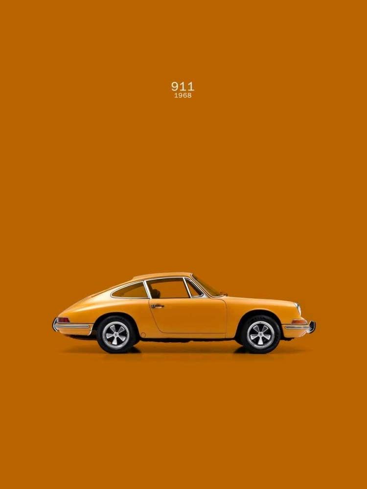 Posterazzi PDXRGN113112SMALL Porsche 911 1968 Orange Mark Rogan – Póster impreso, 18 x 24, multicolor