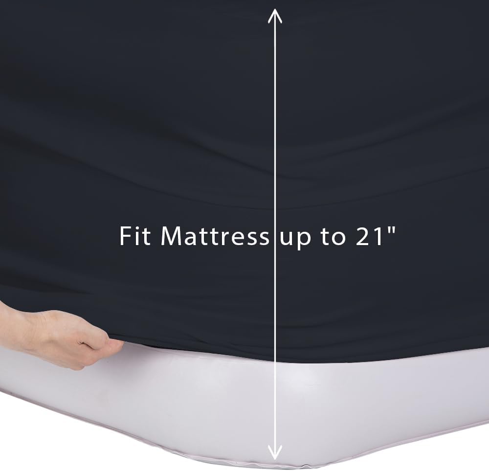 Bedecor Sábanas de cama de aire para funda de colchón, cama extraíble y banda elástica, súper suaves, transpirables y profundas de hasta 21