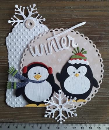 Alinacutle 2 piezas de bufanda de Navidad de invierno, diseño de pingüinos, troquelado de metal, para hacer tarjetas hechas a mano, álbum de