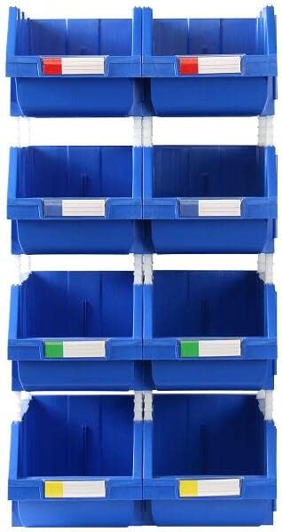 Organizador de contenedores de almacenamiento termoplástico resistente, apilable, colgante, de conexión lateral (2 unidades), grande V2 8.4 x 14.5 x