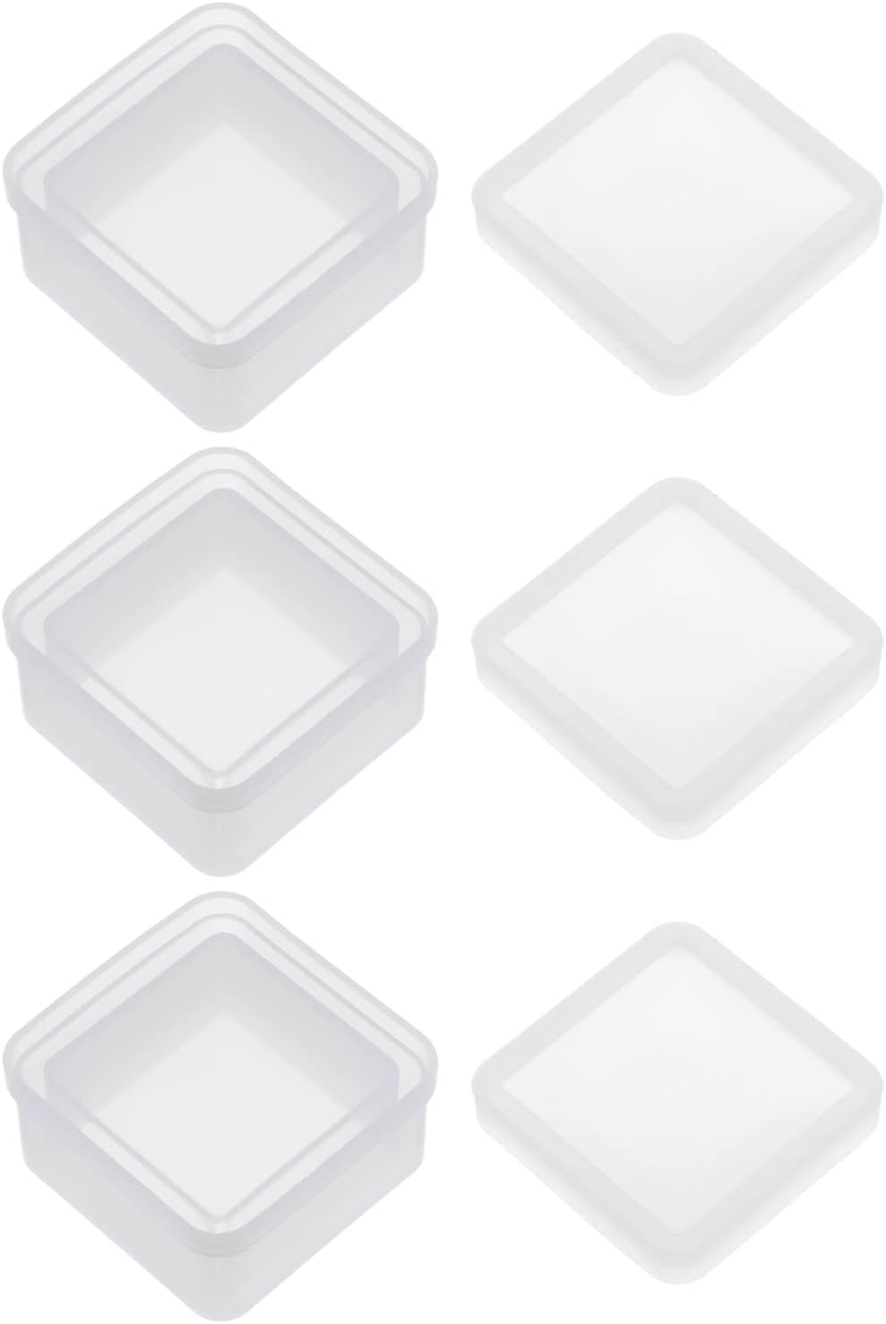 HARFINGTON 3 piezas de caja de joyería, molde cuadrado de silicona para almacenamiento epoxi con tapa para manualidades de resina