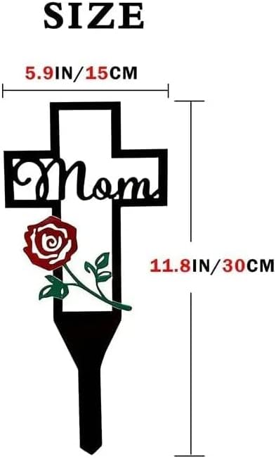 Decoración de cementerio con cruz conmemorativa de metal, estaca conmemorativa de cementerio para padres, familiares y familiares fallecidos, regalo