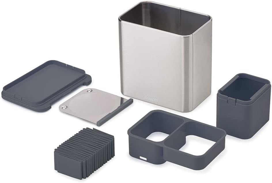 Joseph Joseph Herramienta de cocina y soporte para cuchillos de superficie con soporte para cucharas, acero inoxidable