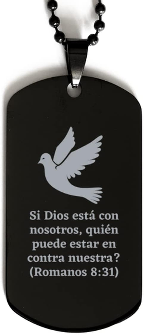 Regalos religiosos para Mujer – Si Dios esta con nosotros, quien Puede Estar en Contra Nuestra (Romanos 831) – placa de identidad con cierre
