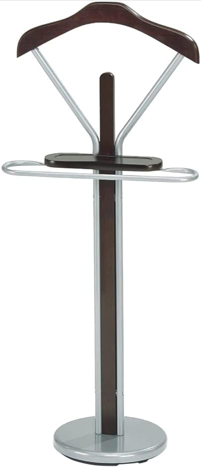 Kings Brand – Organizador de soporte de madera y metal con acabado plateado y nogal