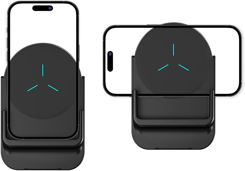 Almohadilla de carga inalámbrica, cargador inalámbrico rápido máximo de 15 W con certificación Qi (sin adaptador de CA) (negro+soporte)